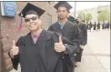  ?? Erik Trautmann / Hearst Connecticu­t Media ?? Graduate Victor Rodriguez, of Stamford, celebrates Norwalk Community College’s annual graduation on Thursday at the Webster Bank Arena in Bridgeport.
