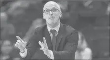  ?? BRAD HORRIGAN/HARTFORD COURANT ?? UConn coach Dan Hurley and his Huskies are preparing for their next major test, facing Arizona on Sunday at 1 p.m. at the XL Center.