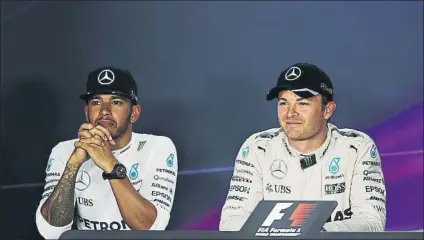  ?? FOTO: GETTY ?? Lewis Hamilton y Nico Rosberg se vuelven a medir en Hockenheim por el liderato del Mundial antes del parón veraniego en juego