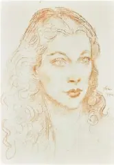  ??  ?? Augustus John Portrait head of Vivien Leigh Red chalk on paper. Estimate: £5,000 to £7,0000