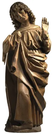  ??  ?? 2. St John of the Crucifixio­n, c. 1480–90, South Tyrol, softwood with traces of polychromy, 74 × 28 × 22cm. Sam Fogg, London (£40,000)