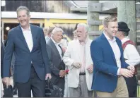  ?? CP PHOTO ?? Manitoba Premier Brian Pallister, left, Newfoundla­nd and Labrador Premier Dwight Ball, Quebec Premier Philippe Couillard and New Brunswick Premier Brian Gallant arrive for a meeting of Canadian premiers and Indigenous leaders at Le Pays de la Sagouine...