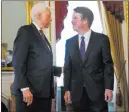  ?? Evan Vucci ?? The Associated Press Supreme Court nominee Brett Kavanaugh, right, meets Wednesday with Sen. Orrin Hatch, R-utah, on Capitol Hill.