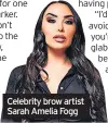  ?? ?? Celebrity brow artist Sarah Amelia Fogg