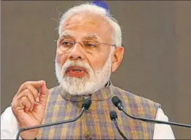  ?? PTI ?? Suitably priced, stable and sustainabl­e energy supply, is essential for rapid growth of the economy, PM Modi said at the Petrotech 2019 in Greater Noida.