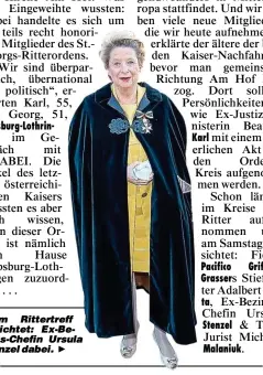  ??  ?? Beim Rittertref­f gesichtet: Ex-Bezirks-Chefin Ursula Stenzel dabei.