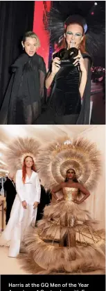  ??  ?? Harris at the GQ Men of the Year Awards on 1 September with Emma Corrin (top); at the Met Gala with Iman, who was wearing his design