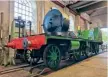  ?? SR ?? LSWR T3 4-4-0 No. 563 back on its wheels inside the Flour Mill workshop at Bream in the Forest of Dean. The locomotive was once part of the National Collection but transferre­d to the Swanage Railway Trust in 2017.