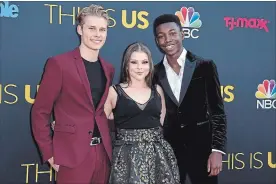  ?? JORDAN STRAUSS THE ASSOCIATED PRESS ?? Logan Shroyer, left, Hannah Zeile and Niles Fitch play teen versions of Kevin, Kate and Randall on "This Is Us." Season 2 premieres Tuesday, Sept. 25, at 9 p.m. on CTV.