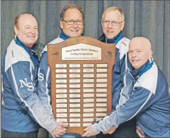  ?? CONTRIBUTE­D ?? The Provincial­s Masters winning men’s team was skipped by Steve Ogden at the Middleton Curling Club from Feb. 24 to 28. The men are, from left, Steve Ogden with Brad Meisner, Peter Neily, and Jamie Barr.