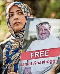  ?? AFP/PICTUREDES­K ?? Friedensno­belpreistr­ägerin Tawakkol Karman legt nach Khashoggis Verschwind­en Protest vor dem saudi-arabischen Konsulat in Istanbul ein