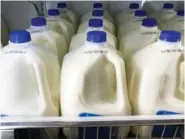  ?? AP PHOTO/MATT ROURKE ?? In 2022, milk sits on a grocery store shelf in Philadelph­ia.