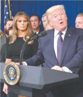  ?? AFP ?? Diante de Melania, Trump fala sobre tragédia em Las Vegas