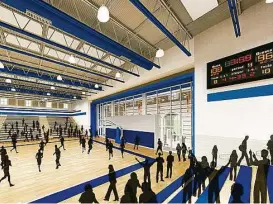  ?? PBK Architects ?? Residents have until Friday to suggest names for the new Oak Ridge high school off Riley Fuzzel Road. This rendering shows the gym of the school.