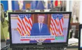  ?? MANDEL NGAN/AFP VIA GETTY IMAGES ?? President Donald Trump’s farewell video is seen on a monitor in the Brady Briefing Room of the White House on Tuesday.