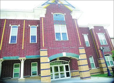  ?? File photo ?? Gov. Gina Raimondo said Wednesday that she is still resolved to see schools reopen for in-person learning this fall. Pictured, Woonsocket Middle School at Hamlet.