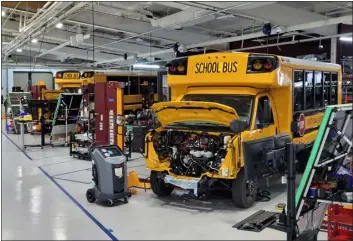  ?? COURTESY LIGHTNING EMOTORS ?? Lightning emotors announced in May that the company had orders for about 70 school buses so far and has begun production at its Loveland facility.