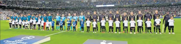  ??  ?? DOS EQUIPAZOS FRENTE A FRENTE. Real Madrid y Tottenham volverán a escuchar, dos semanas después de su partido en el Bernabéu, el himno de la Champions.