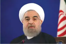  ??  ?? TEHRAN: Iranian President Hassan Rouhani speaks in a press conference in Tehran, Iran.—AP