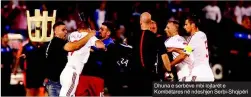  ??  ?? Dhuna e serbëve mbi lojtarët e Kombëtares në ndeshjen Serbi-Shqipëri