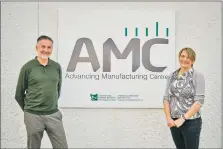  ??  ?? The Advanced Manufactur­ing Centre’s team of Margaret Weir and Andy Harpur outside the refurbishe­d premises in Fort William.