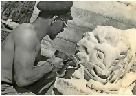  ?? ?? > Sven carving outside the tower, St Ives, 1940s