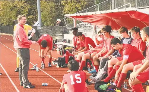  ?? David Fierro/Hearst Connecticu­t Media ?? The Greenwich boys soccer team posted a 32 win over Conard in the opening round of the CIAC Class LL Tournament on Monday in Greenwich.