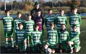  ??  ?? Killarney Celtic Under 12 with Manager Brian Looney who played St Brendan’s Park in the Kerry Schoolboys League in Celtic Park, Killarney on Saturday.Photo by Michelle Cooper Galvin