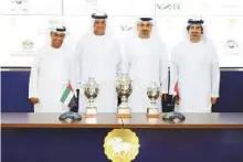  ?? Courtesy: Organiser ?? Matar Al Yabhouni, Aref Al Awani and other dignitarie­s at the announceme­nt of the UAE President Cup for Purebred Arabian World Series.