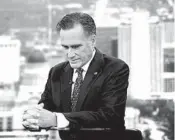  ?? LAURA SEITZ/DESERET NEWS ?? A day after voting to convict President Trump in his impeachmen­t trial, Sen. Mitt Romney is interviewe­d on KSL-TV.