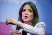  ?? ANDREW HARNIK — THE ASSOCIATED PRESS FILE ?? Democratic presidenti­al candidate Marianne Williamson speaks at a the Faith, Politics and the Common Good Forum at Franklin Jr. High School, Jan. 9, 2020, in Des Moines, Iowa.