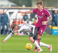  ?? Pictures: Craig Brown. ?? Andy Ryan, top, celebrates his debut goal for Dunfermlin­e, while Ricky Little, above, sends David Hopkirk tumbling and is red-carded.