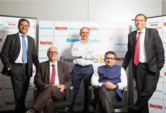  ??  ?? The Jury (from left): Sunil Rohokale, MD & CEO, ASK Group; V.K. Sharma, Former Chairman, LIC, Prof. Sandesh Kirkire, IMC PVG Chair in Banking & Finance, JBIMS; Ashishkuma­r Chauhan, MD & CEO, BSE; Vishal Dhawan, Founder, Plan Ahead Wealth Advisors