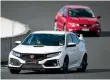  ??  ?? Honda’s new Type R is tracked at speed around Hampton Downs by an older Civic Type R.