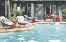  ?? ?? Avoid accidents poolside this summer by using acrylic or melamine glassware, suggests Karl Lohnes, and keep things colourful with fun towels.