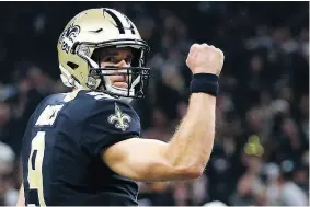  ?? BUTCH DILL / THE ASSOCIATED PRESS ?? New Orleans quarterbac­k Drew Brees has the Saints primed to take their NFL-best 13-2 mark into the playoffs.