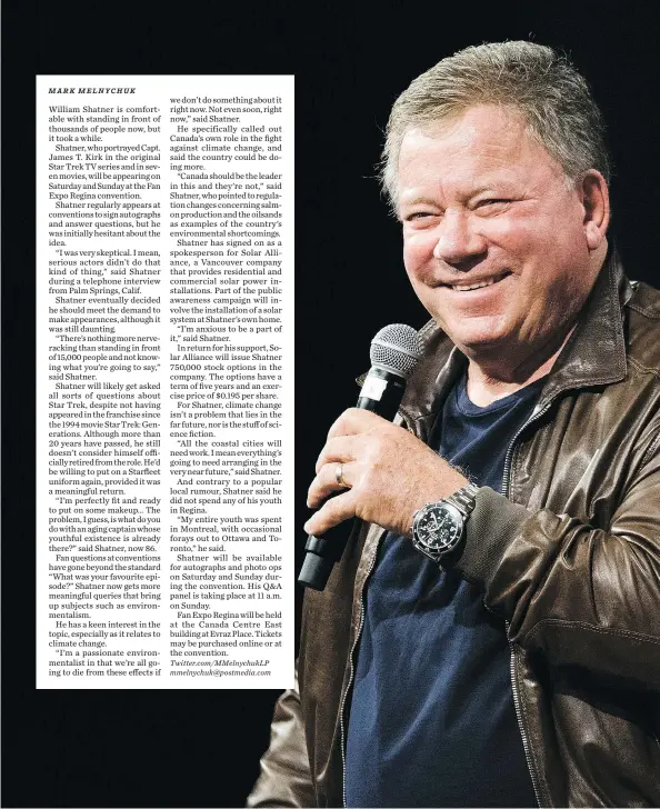  ?? ROY ROCHLIN/GETTY IMAGES ?? William Shatner says he would be willing to portray Captain Kirk again, provided it was a meaningful return to the role he played in the original Star Trek series.