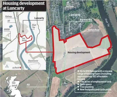  ??  ?? A map showing where the expansion of Luncarty would be developed.