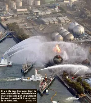  ?? (Photo AFP ?? Il y a dix ans, jour pour jour, la centrale nucléaire de Fukushima était dévastée par un puissant tsunami consécutif à un séisme le  mars .