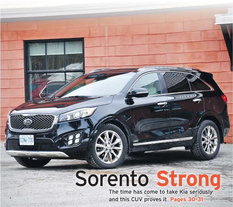  ?? DEREK MCNAUGHTON/DRIVING.CA ?? With a sexy and solid look and a redesigned interior that puts you in the lap of luxury, the 2018 Kia Sorento is racing toward the front of its class.