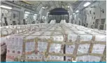  ??  ?? Flour loaded into one of the planes to be donated to people affected by Beirut’s blast.