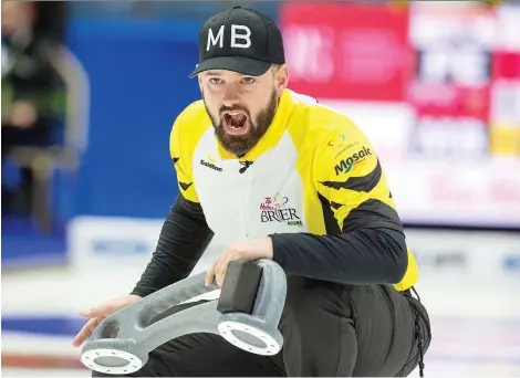  ?? ANDREW VAUGHAN/THE CANADIAN PRESS ?? Winnipeg-based skip Reid Carruthers says the five-rock free guard zone that’s in play at this week’s Canada Cup in Estevan, Sask., will be “neat for the fans to see.” This will be the first Curling Canada event that uses the five-rock free guard zone.