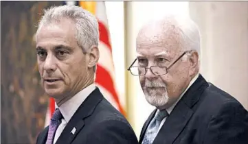  ?? NANCY STONE/CHICAGO TRIBUNE 2016 ?? Mayor Rahm Emanuel announced his City Council floor leader, Ald. Patrick O’Connor would take over the Finance Committee.