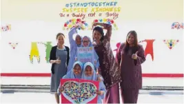  ??  ?? From left: (Back row) Teacher advisor Lim Yi Wei, Nurul Iffat Abdullah, Masyitah Awang, principal Dr Shirley Tay, teacher Katriani Maijohn. (Front row) Amisha Farhanah and Hanie Yusairah Nordin. The kindness continues after National Kindness Week: the...