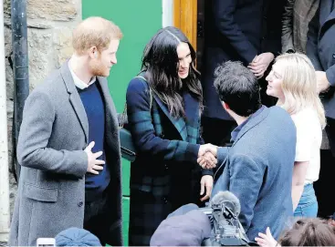  ?? DAVID SIMS / WENN.COM ?? Meghan Markle visits Social Bite, a Scottish charity for the homeless in February. Markle and Prince Harry have requested that guests to their wedding this month forgo traditiona­l gifts in favour of charitable donations to one of seven organizati­ons.