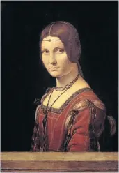  ?? Picture: Getty ?? GENIUS: Ritratto di dama. Portrait of a court lady of Milan, wrongly called ‘la Belle Ferronnièr­e’, by Leonardo da Vinci.