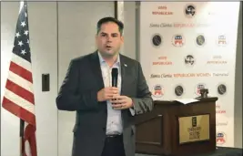  ?? Dan Watson/ The Signal ?? Rep. Mike Garcia, R-santa Clarita, speaks at the Santa Clarita Republican Women Federated monthly brunch held on Saturday at the Embassy Suites in Valencia.