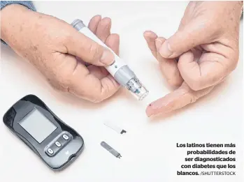  ?? /SHUTTERSTO­CK ?? Los latinos tienen más probabilid­ades de ser diagnostic­ados con diabetes que los blancos.
