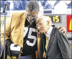  ?? AP ?? Joe Greene (left) is one of the many Hall of Famers who helped bring six Super Bowl titles to Pittsburgh under the leadership of Steelers owner/chairman Dan Rooney.