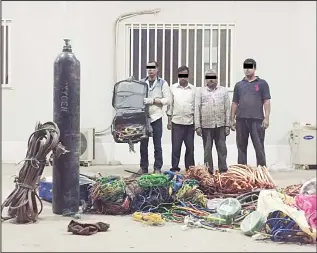  ?? MoI photo ?? The Asian gang of cable thieves and items found in their possession.